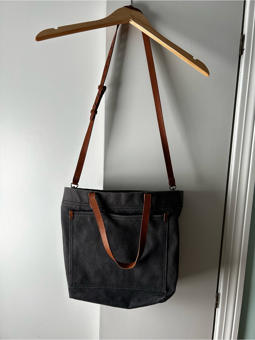 Madewell Canvas Transport Tote with Brown Leather Straps Crossbody